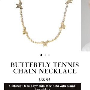 Butterfly Tennis Chain Necklace - Gold